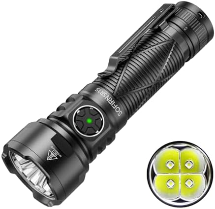 Sofirn SR15 LED Taschenlampe Aufladbar, 4500 Lumen, 510 m Reichweite | 8 Lichtmodi, Sperrfunktion, Type-C, IPX8, Clip & Magnet, extrem helle Taschenlampe für Camping, Jagd und Notf