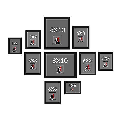 Image of Art Street Large Collage Wall Photo Frame Individual Picture Frame Set For Living Room, Decorative Wall Hanging Home Decor - Set Of 10 (4x6, 5x7, 6x8, 8x10 Inch, White-Blue)