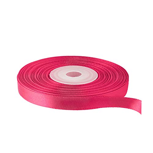 Image of Solid Color Double Faced Hot Pink Satin Ribbon 3 /8 inch X 25 Yards, Ribbons Perfect for Crafts, Wedding Decor, Bow Making, Sewing, Gift Package Wrapping and More