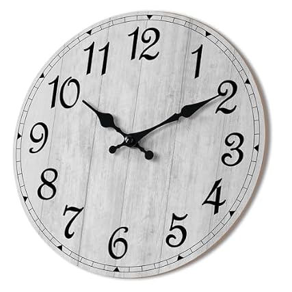 HYLANDA Wall Clock 14 Inch, Gray Wall Clocks Battery Operated Silent Non Ticking, Vintage Rustic