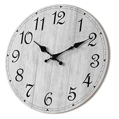 HYLANDA Wall Clock 14 Inch, Gray Wall Clocks Battery Operated Silent Non Ticking, Vintage Rustic