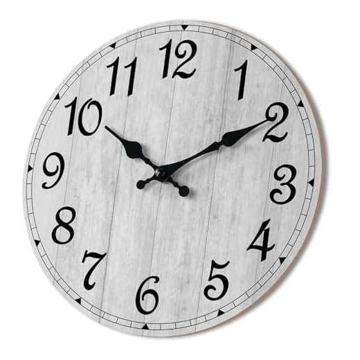 HYLANDA Wall Clock 14 Inch, Gray Wall Clocks Battery Operated Silent Non Ticking, Vintage Rustic Wooden Clocks Decorative for Kitchen Bathroom, Living Room, Bedrooms, Dining Room, Office (14")