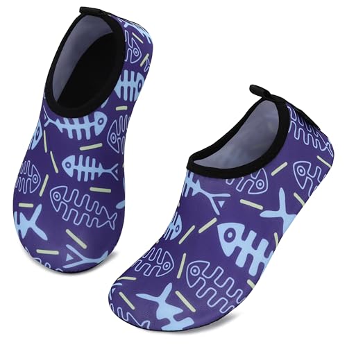 SAGUARO Chaussures Aquatiques Barefoot séchage Rapide Chaussettes d'eau Antidérapant Garçon Fille pour Plage Surf Piscine Sport Aquatique,Slate Bleu 34/35 EU