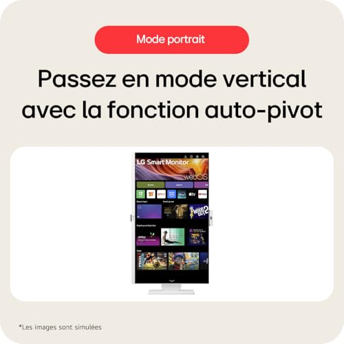 LG Smart Monitor 32U850SA-W 32 Pouces - Dalle IPS résolution 4K FHD (3840x2160), 5ms GtG 60Hz, HDR 10, sRGB 95% (CIE1931), inclinable, reglable en Hauteur