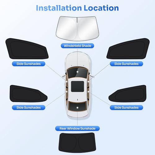 Image of Canvcle Window Shades for 2019-2026 Nissan Altima Accessories Windshield Sun Shade Side Rear Window Covers Sunshade Sun Visor Shield Privacy Protection for Camping Keep Vehicle Cool Black 6PCS