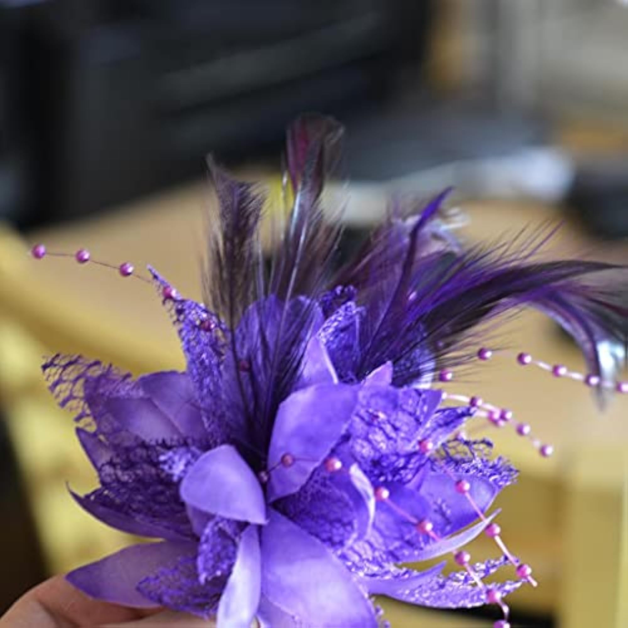 Pearl Silk Feather Flower Corsage for Weddings