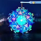 LED DIY Laterne Kinder,St Martin Laternen Bastelset,Feiertagsgeschenk Spielzeug, Halloween Deko (Blauer Wal)