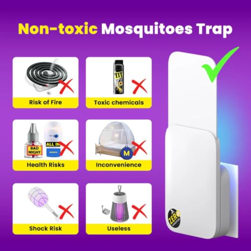 Image of UVA Mosquito Smart Trap Device, Indoor Mosquitoes Catcher with 365 /395 uva LED Light, Electronic Bug Zapper, Mosquito Killer lamp for Home. (1 Device + 5 Glue Pads)