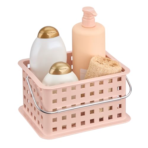 iDesign Small Shower Caddy with Handle, Portable Shower Organizer for Dorm or Bathroom, Pink