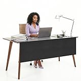 HolyMaji 60" Under Desk Privacy Panel Self-Adhesive Modesty Panel 600D Heavy Duty Desk Skirt Privacy Divider for Office Home or Standing Workstation Concealer Shield