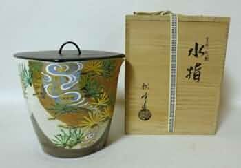 【茶道具】秋峰作　仁清胴紐松絵水指　水指297 茶道具】秋峰作 仁清胴紐松絵水指 水指297 【公式通販】