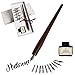 Hethrone Quill Pen and Ink Set - Calligraphy Pens for Writing Feather Pen with Black Ink 10 Replaceable Nibs Gift Set（Red）