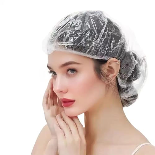 100PCS Clear Disposable Shower Caps for Hair & Spa Use