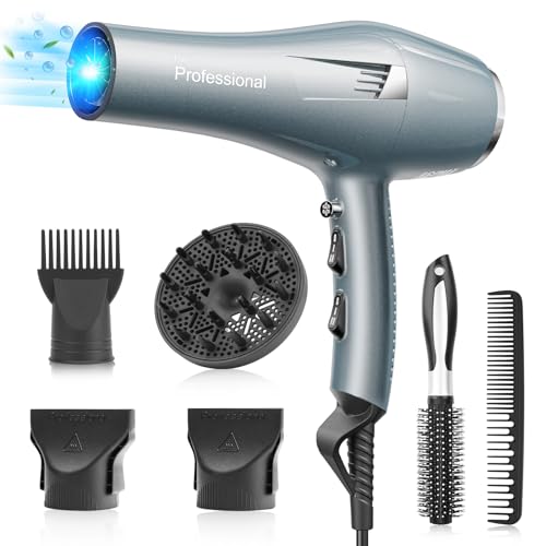 Profi Föhn Ionen Fön Haartrockner Hair Dryer Haarföhn mit 1 Diffusor 2 Stylingdüse, 3 Heiz und 2 Geschwindigkeitsstufen, 2.5 Meter langes Netzkabel, Starker Fön für Familie (blau) (blau) Profi Föhn Ionen Fön Haartrockner Hair Dryer Haarföhn mit 1 Diffusor 2 Stylingdüse, 3 Heiz und 2 Geschwindigkeitsstufen, 2.5 Meter langes Netzkabel, Starker Fön für Familie (blau) (blau)