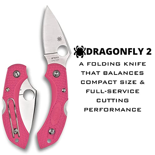 Spyderco Dragonfly 2 Knife With Steel Blade And Lightweight Pink Handle - Plainedge - C28Fppns30V2 #TOP1