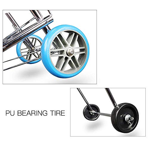 Image of AR Mall Foldable 4 Wheel Luggage Trolley - Stainless Steel Travel Handheld Carry Cart