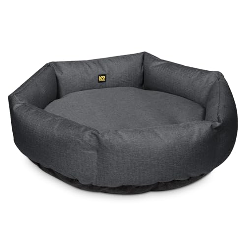 K9 Ballistics Tough Ripstop Round Bolster Dog Bed Donut Shape Scratch-Resistant Machine Washable - Medium Titanium Premium Finish