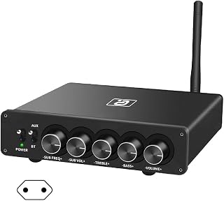 HF220 Bluetoothcompatible5.1 Amplifier DualInputs Adjustable Bass Frequencies 2.1Channel Output (50Wx2+100W) Theater Amplifier Advanced HF220 DigitalAudio Power Amplifier AptX Subwoofer Bass