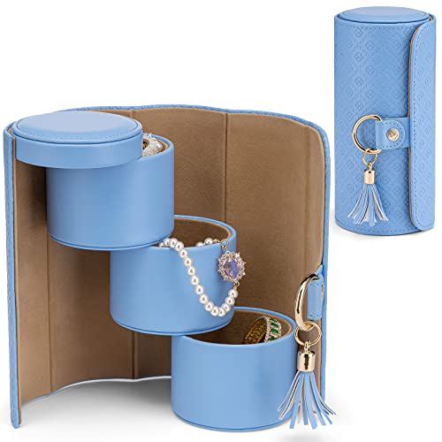 Vlando Christmas Gifts for Mom, Women, Wife - Travel Jewelry Oragnizer, 3-Layer Jewelry Storage Box, Travel Essential Accessories for Women, Gifts for