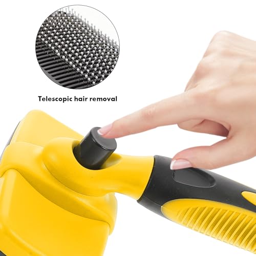 Cepillo autolimpiante para gatos y perros que elimina nudos sin tirones con mango comodo 5
