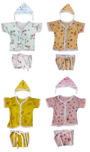 Image of TANGY Hosiery Newborn Baby Boy's and Baby Girls Jhabla Clothing Top Set(Pack of 4)