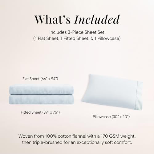 Image of Tribeca Living Twin Triple-Brushed Cotton Flannel Sheet Set, Sky Blue