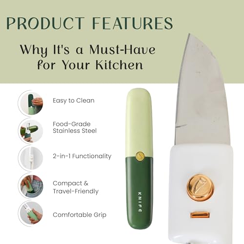 Image of TRUESOLE 2 in 1 Peeler Knife Set - Stainless Steel Foldable Travel Knife with Peeler, Compact & Lightweight, Portable Kitchen Tool for Fruits & Vegetables, Pocket Knife with Case Cover (Green)