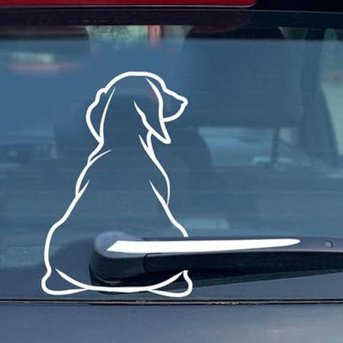 Image of White Dog Moving Tail Wiper Sticker, Dog Windshield Wiper Sticker, Waterproof Rear Windshield Wiper Decal, Cute Dog Puppy Car Sticker Automotive Decals, Cartoon Window Wiper Decoration