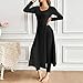 2 Piece Sets for Women Fall Fashion Lounge Long Sleeve Maxi Dress Casual Crew Neck Soft Trendy Slit Top and Pants Black