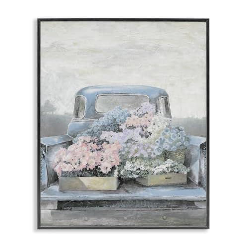 Vintage Floral Pickup Truck Charm, 24 x 30 Inch Framed Giclée Print