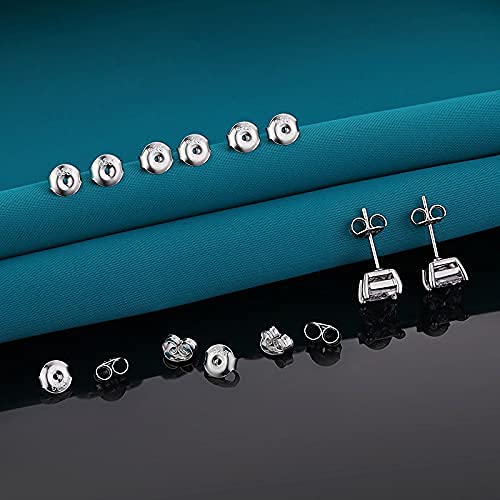 Catinee 16Pcs 925 Sterling Silver Earring Backs,14K White Gold Plated Earring Backs For Studs,Hypoallergenic Secure Earring Backings For Locking Stud Earrings #TOP1