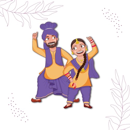 Image of Bhai Please Punjabi Traditional Couple Theme Fridge Magnet - Couple Gift