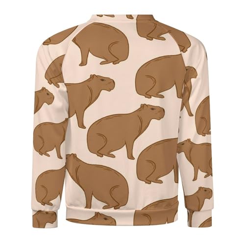 VOSERY Brown Capybara Sweatshirt for Men, Crewneck Mens Hoodies, Long Sleeve Pullover Sweaters Casual Tops4
