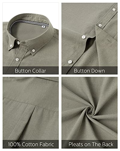 Image of J.VER Men's Oxford Shirt Solid Casual Button Down Collar Shirts Long Sleeve Dress Shirts with Pocket