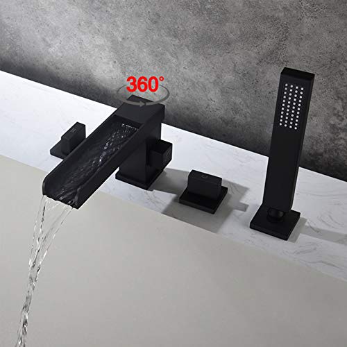 Robinet baignoire cascade anti-calcaire noir mat double commande