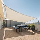 Toldos 1500 x 2300 cm PES, Resistente, 98% Protección Rayos UV, Prueba de Viento, Toldo Vela de Sombra Impermeable Rectángulo con Ojales y Cuerdas para Patio, Jardín, Terraza, Blanquecino