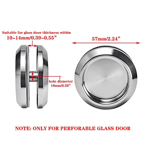 Mewuthede 2Pcs Stainless Steel Shower Glass Door Sliding Knob,Bathroom Round Back-To-Back Handle Pull Silver For Glass Sliding Shower Door #TOP1