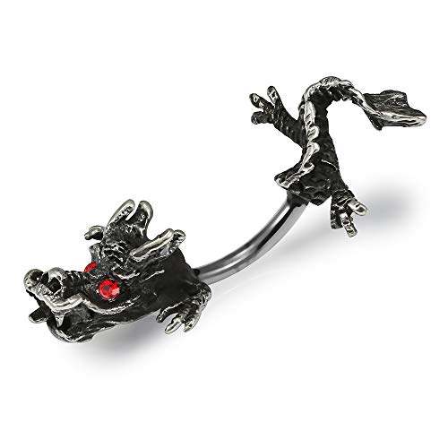 Monster Piercing Complet du Corps Tribal Dragon en Argent Sterling avec G23 Titane Banane Double c?t? Ventre Barre Piercing