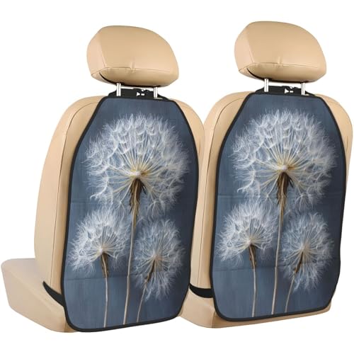 Three Dandelions Car Seat Back Kick Protectors,2 Pack Kick Mats with Storage Pockets for Vehicles to Protect from Dirt Mud Scratches