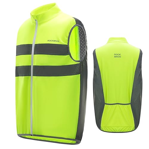 ROCKBROS Reflektierende Fahrradweste Damen Herren Radweste Laufweste für Joggen, Radfahren, Winddicht, Atmungsaktiv M
