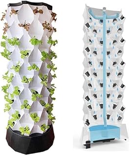 Kit de torre de jardín hidropónico vertical, sistema aeropónico para cultivar hierbas y verduras en interiores o exteriores con bomba de hidratación eficiente y accesorios de siembra