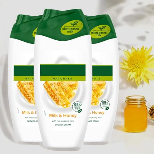 3 x 250ml Naturals Plant Based MILK & HONEY Body Wash Shower Gel