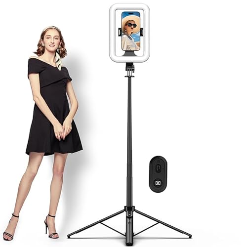 Image of Kratos K46 Big LED Light with 72 Inch Selfie Stick Tripod Stand for Phone, Bluetooth Remote for Content Creators, Reels, YouTube, Travelling & Makeup, Compatible with GoPro, iPhone & Smartphones