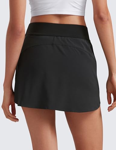 CRZ YOGA Dolphin Golf Skirts for Women A Line High Waisted Casual Athletic Mini Tennis Pickleball Skort with Zipper Pocket2
