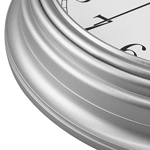 Foxtop Silver Wall Clock Non-Ticking 9 Inch Wall Clock Silent Battery Operated Round Quartz Small Clock For Kitchen Bedroom Bathroom Home Office #TOP4