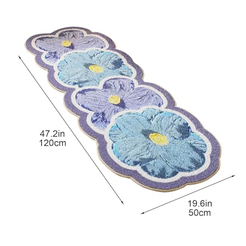 Alfombra de baño con diseño floral 120x50cm tapete de pasillo lavable 4