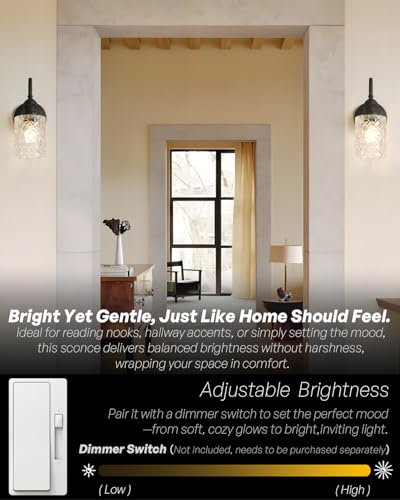 Image of Black Bathroom Vanity Light with Clear Checkered Glass Shade