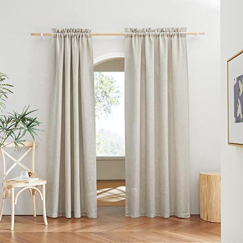 Ryb Home Linen Sheer Curtains Rich Linen Woven Soft Absorbent Drapes Uv Rays Protection Light Filtering For Party Backdrop, Farmhouse, Doorway, Lobby, Hotel, W 52 X L 108 Inch, 2 Pack, Angora #TOP6