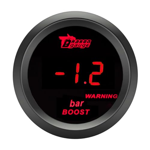 ETOPARS Universal Coche Medidor de Turbo Boost 2 Pulgadas 52mm Turbo Impulso Indicador Digital Bar Boost Medidor de Calibre Rojo Luz Turbo Presión Instrumentos Lente de Ahumado
