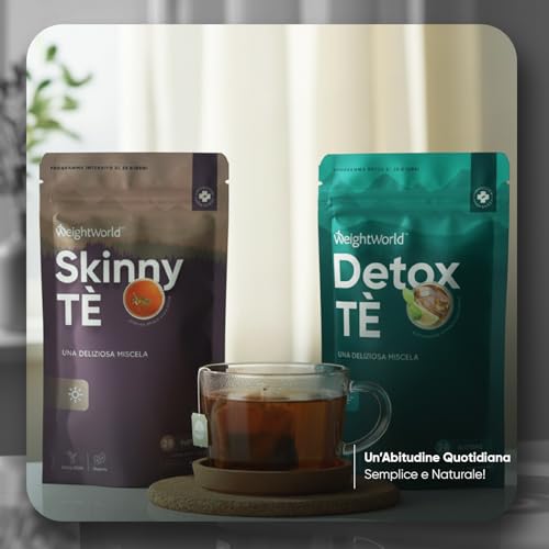 Detox Tea 28 Giorni + Skinny Tea, 56 Bustine Mattina & Sera, Programma Vegano (1 Mese) con Tè Verde, Tè Bianco, Tè Oolong, Zenzero, Dente di Leone, Menta, Moringa, Citronella, Ortica, Tisana Drenante - 4